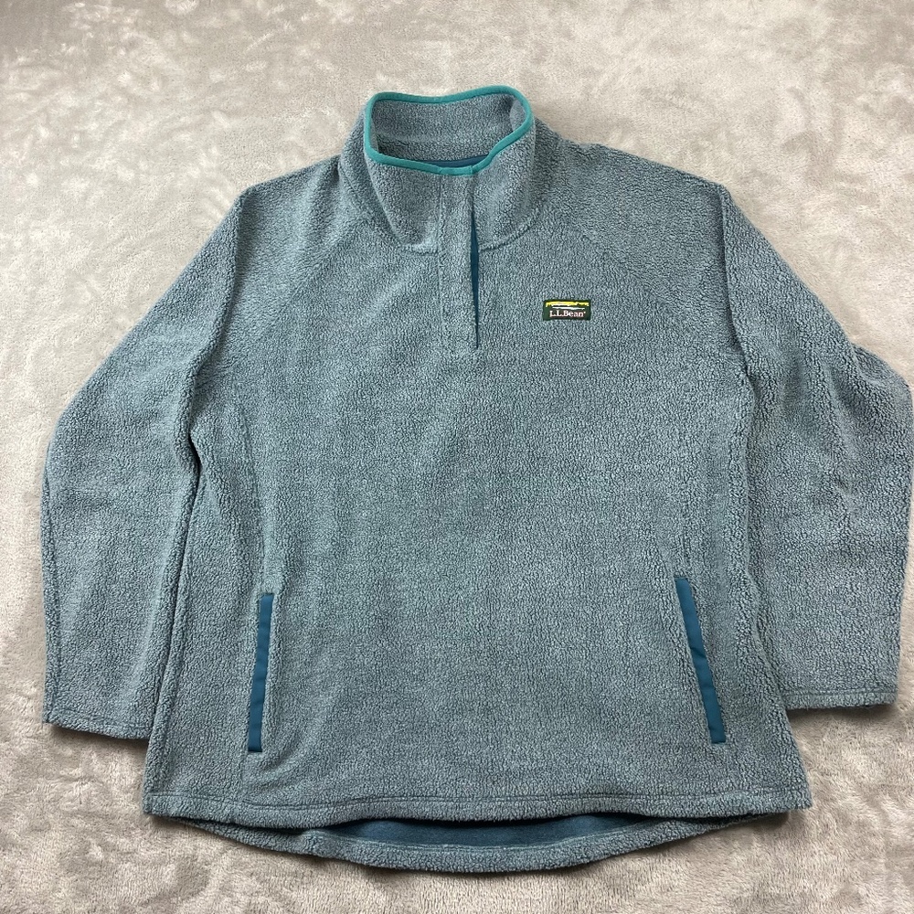 L.L. Bean Light Blue Quarter-Zip Sherpa Pullover
